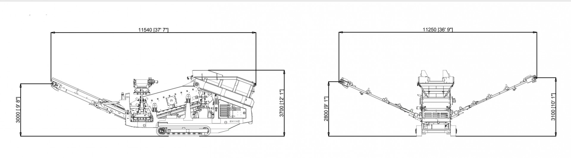 DF410 Euro – Operating Technical Drawings Anaconda DF410 Scalping Screen Operating Dimension Drawings