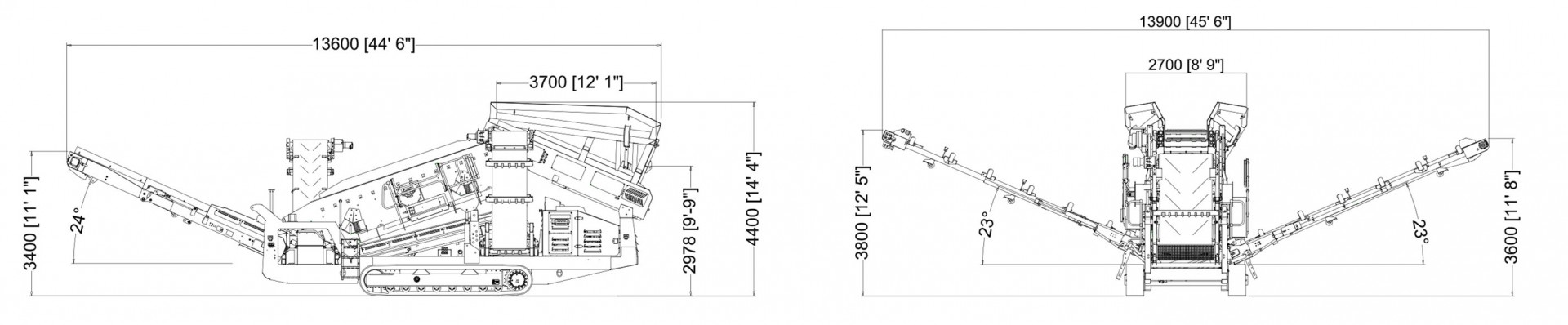 DF514 – Operating Technical Drawings Anaconda DF514 Scalping Screen Operating Dimension Drawings