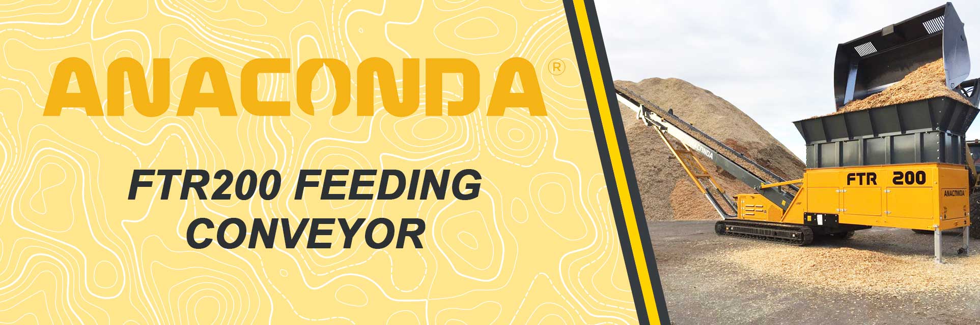 FTR200 Feeder Loading Conveyor stockpiling wood chip in Sweden