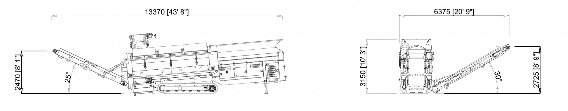 TD516R – Operating Technical Drawings Anaconda TD516R Trommel Screen Operating Dimension Drawings