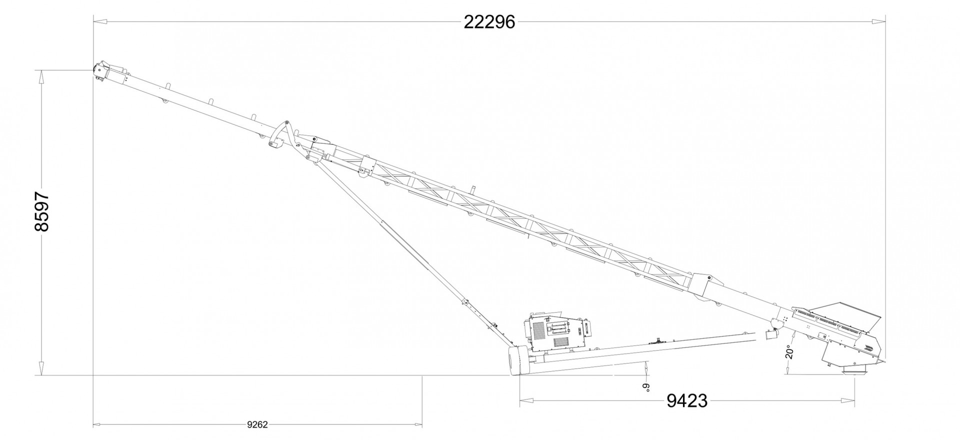 ST80 – PU – Operating Technical Drawings Anaconda ST80 Wheeled Conveyor Operating Dimensions