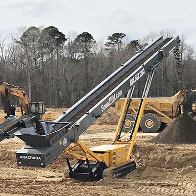 Anaconda TR60 Tracked Conveyor stockpiling fines